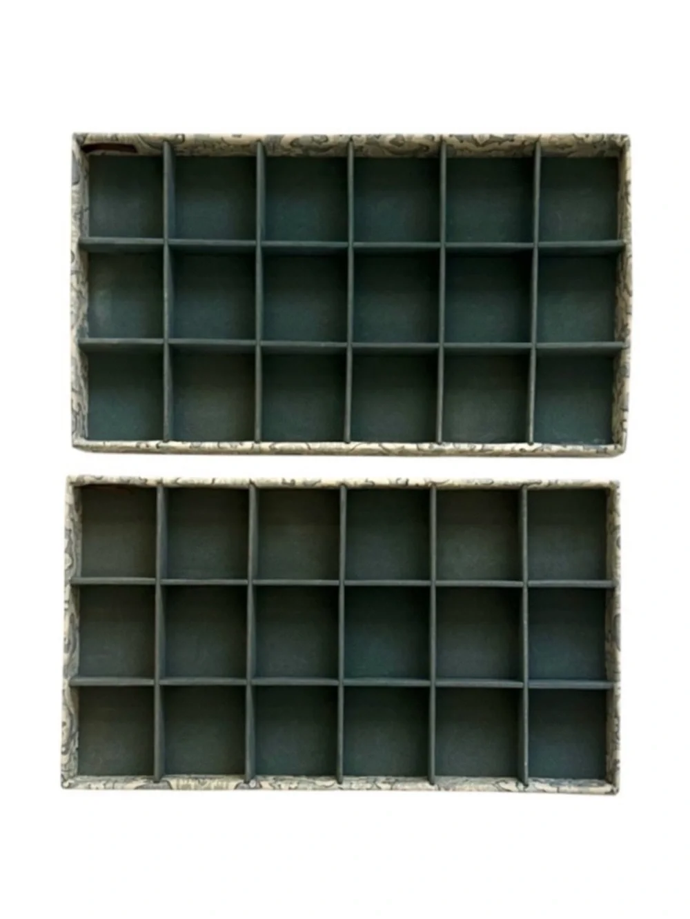 Set of 3 Raymond Waites Printed Fabric Jewelry Storage Trays Drawer Organizers
